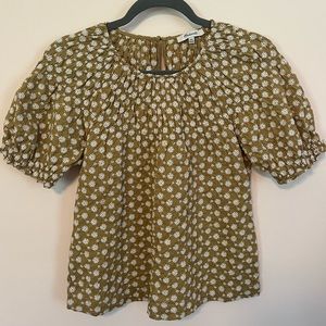 Madewell daisy embroidered shirred puff sleeve top XXS